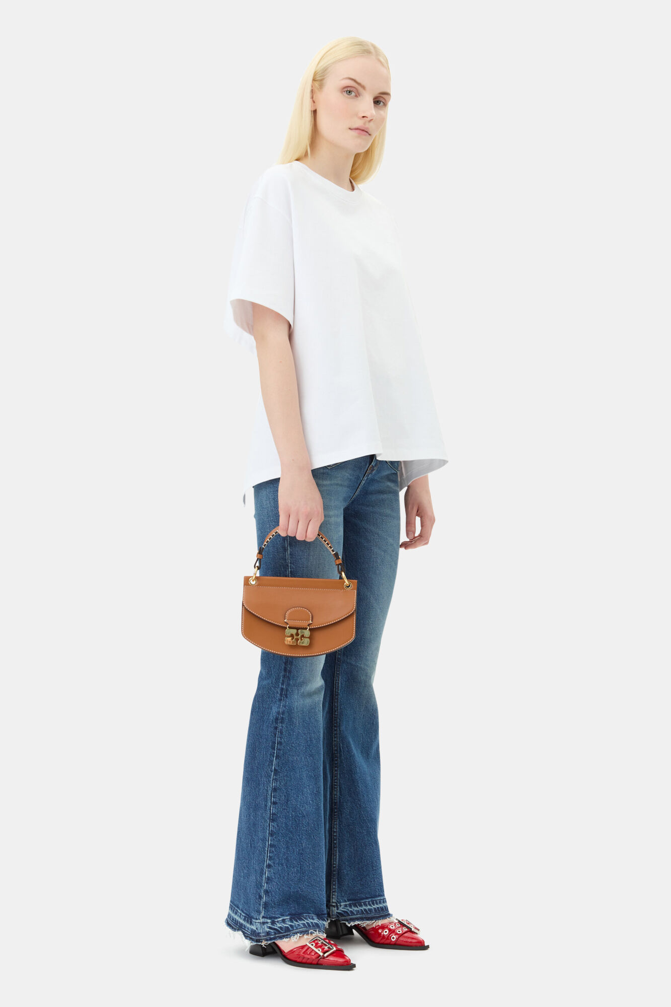 Caramel Mini Top Handle Apo-G Bag , Polyester, in colour Caramel Café - 1 - GANNI