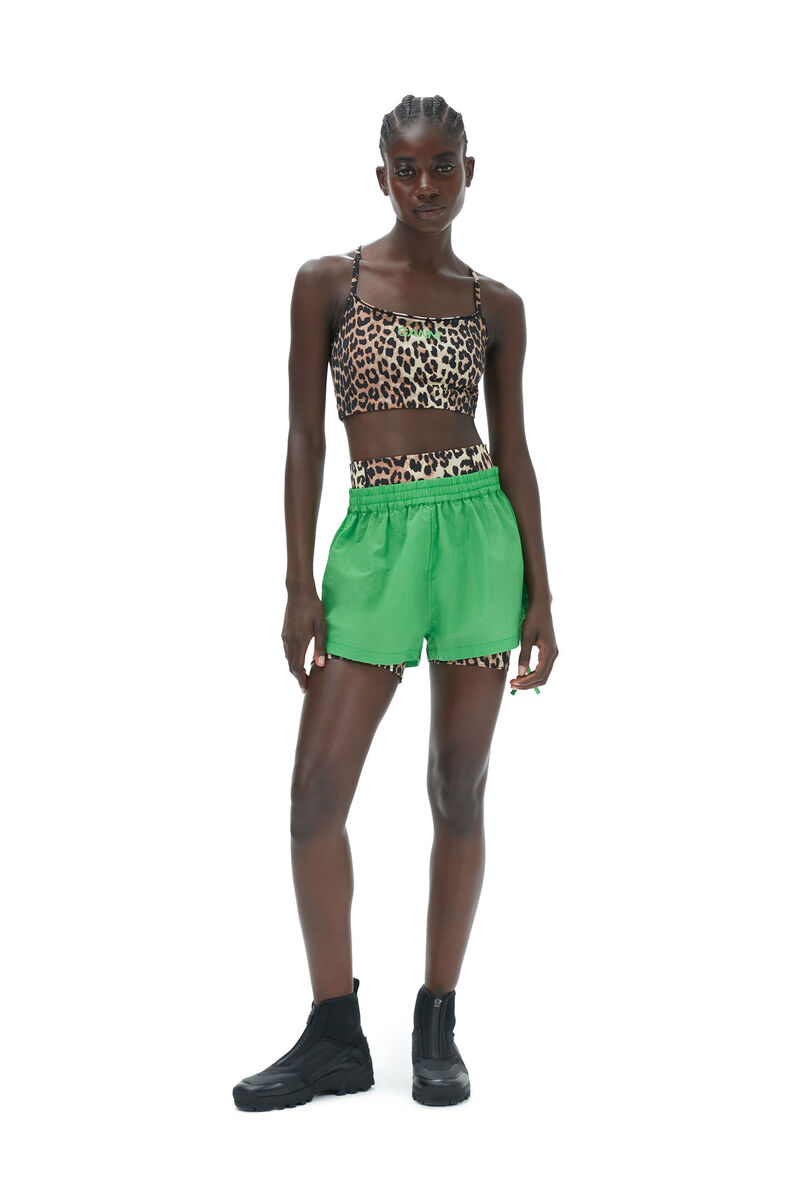Active Strap topp, Recycled Nylon, in colour Leopard - 1 - GANNI