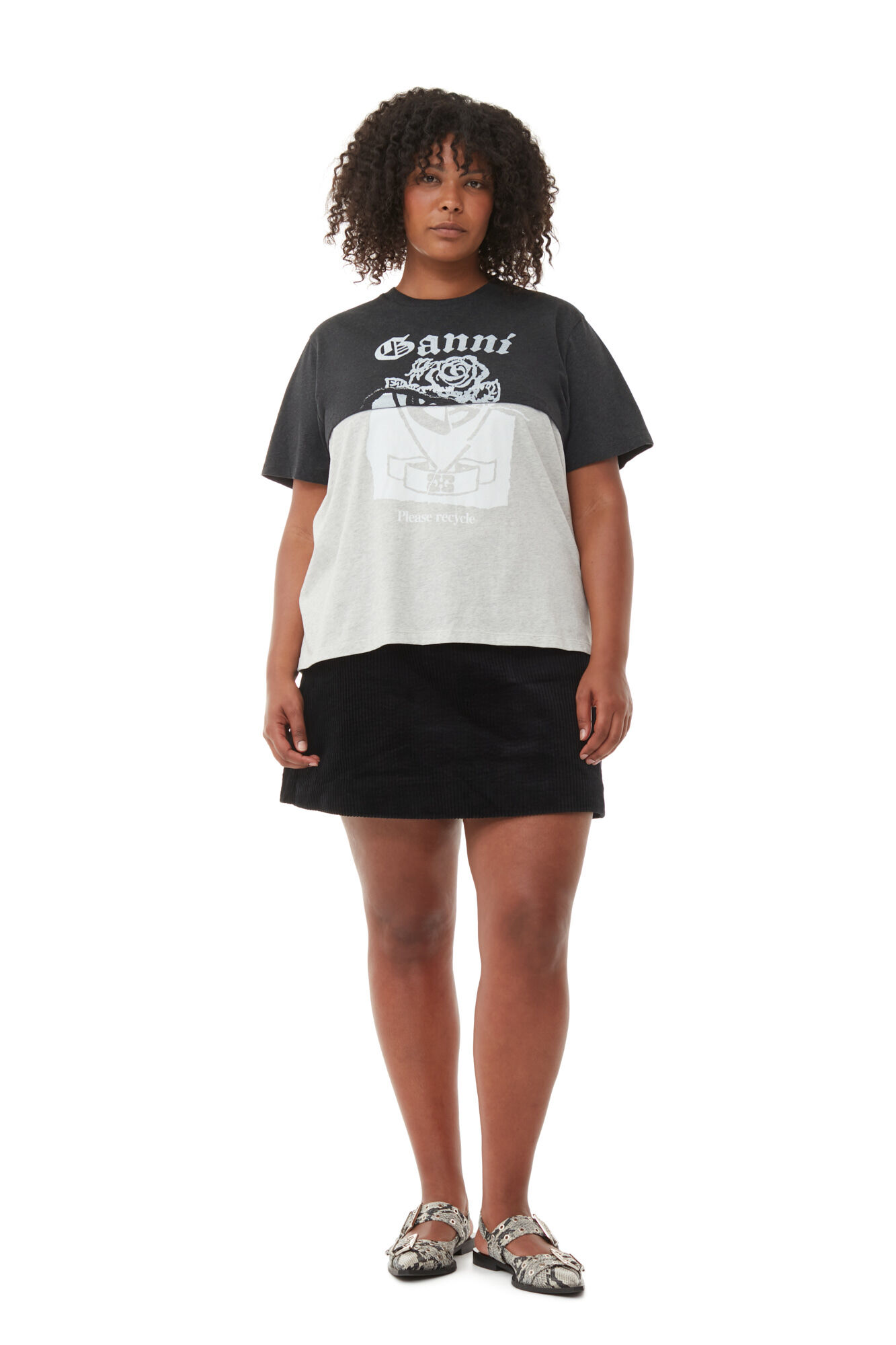 Re-cut Jersey T-shirt, Cotton, in colour Phantom - 2 - GANNI