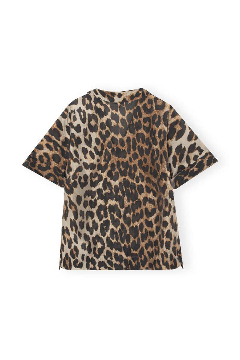 Leopard Shirt, Polyester, in colour Maxi Leopard - 2 - GANNI