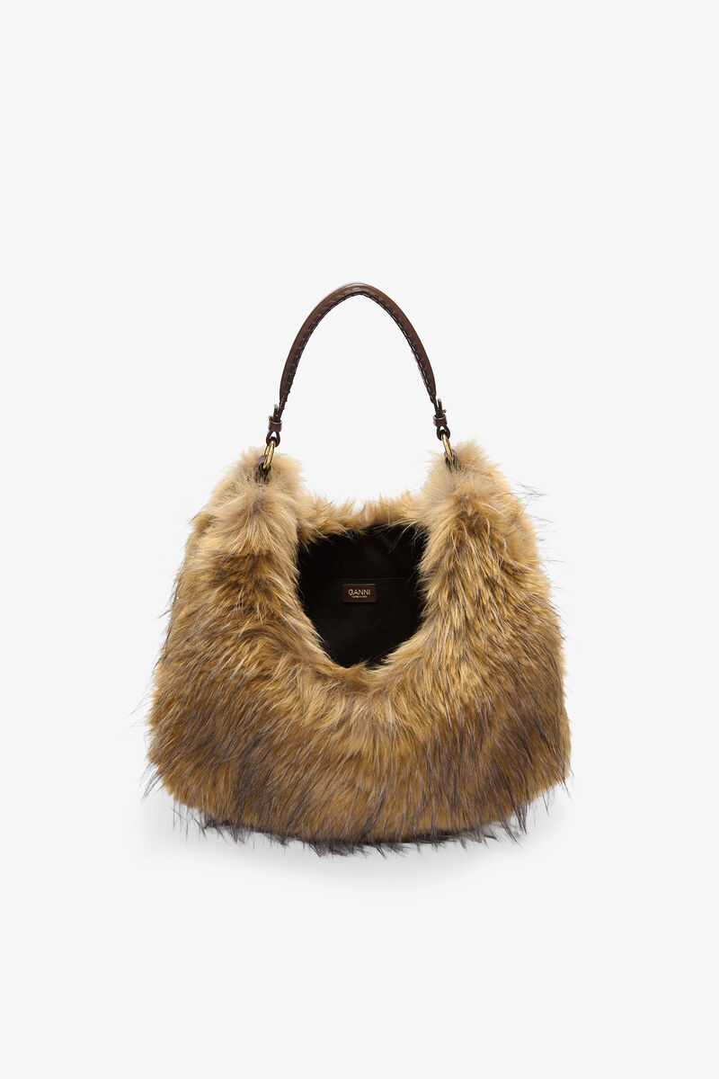 Alternative Fur Large Kat Bag, Recycled Polyester, in colour Foxtrot - 3 - GANNI