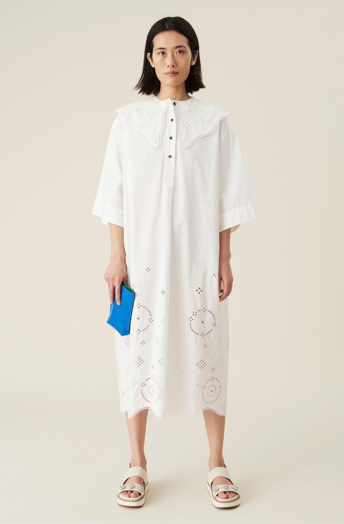 Oversize Midi Kleid Mit Lochstickerei Ganni Ch 