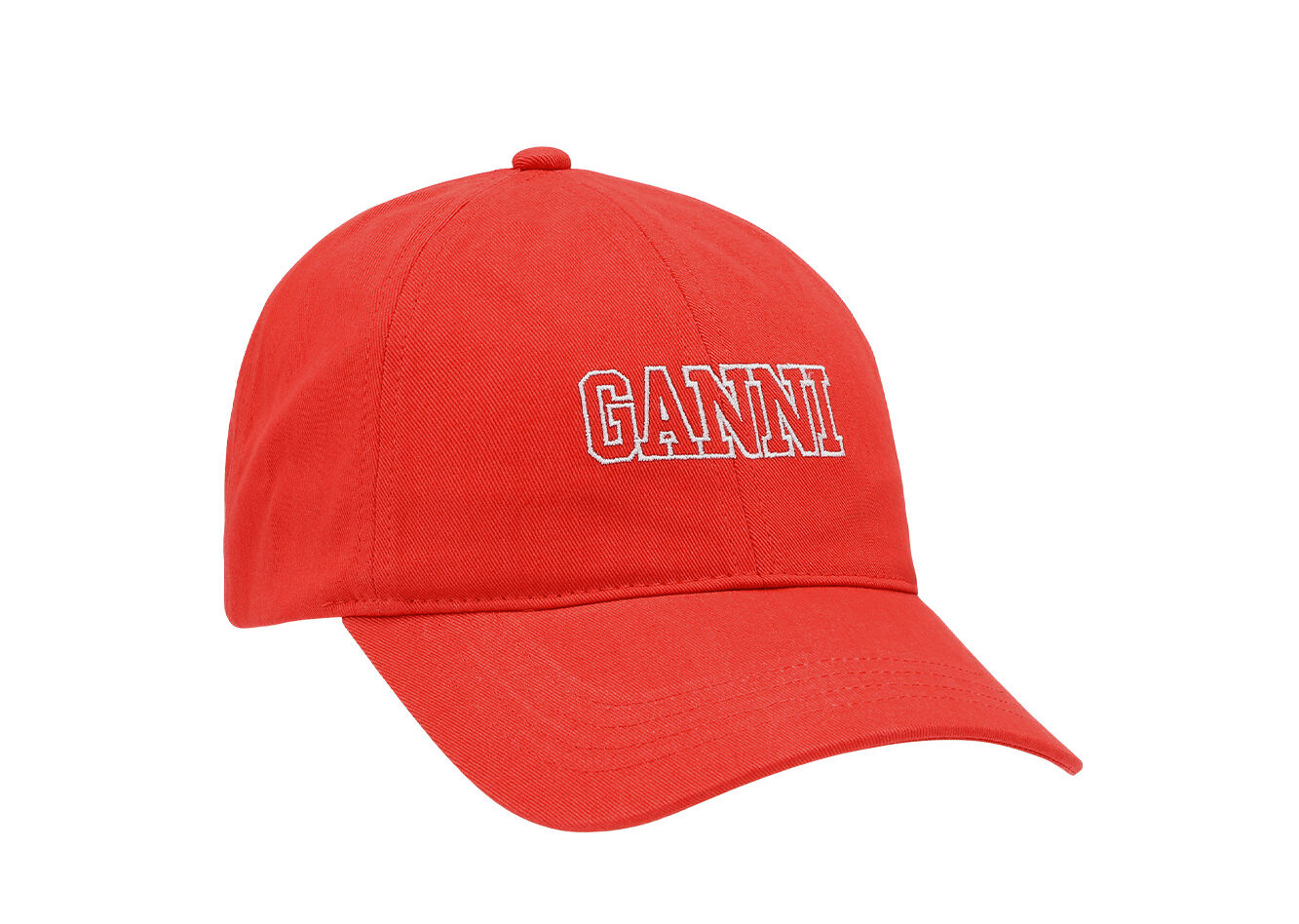 Red Embroidered Logo Cap , Cotton, in colour Fiery Red - 1 - GANNI