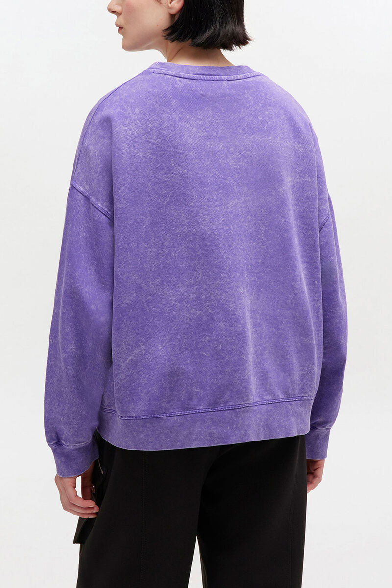 Vintagetv&auml;ttad sweatshirt, Organic Cotton, in colour Passion Flower - 3 - GANNI
