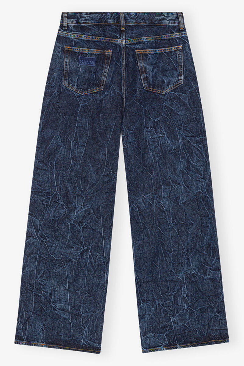 Mørkeblå Marri-jeans, Organic Cotton, in colour Mid Blue Stone - 2 - GANNI