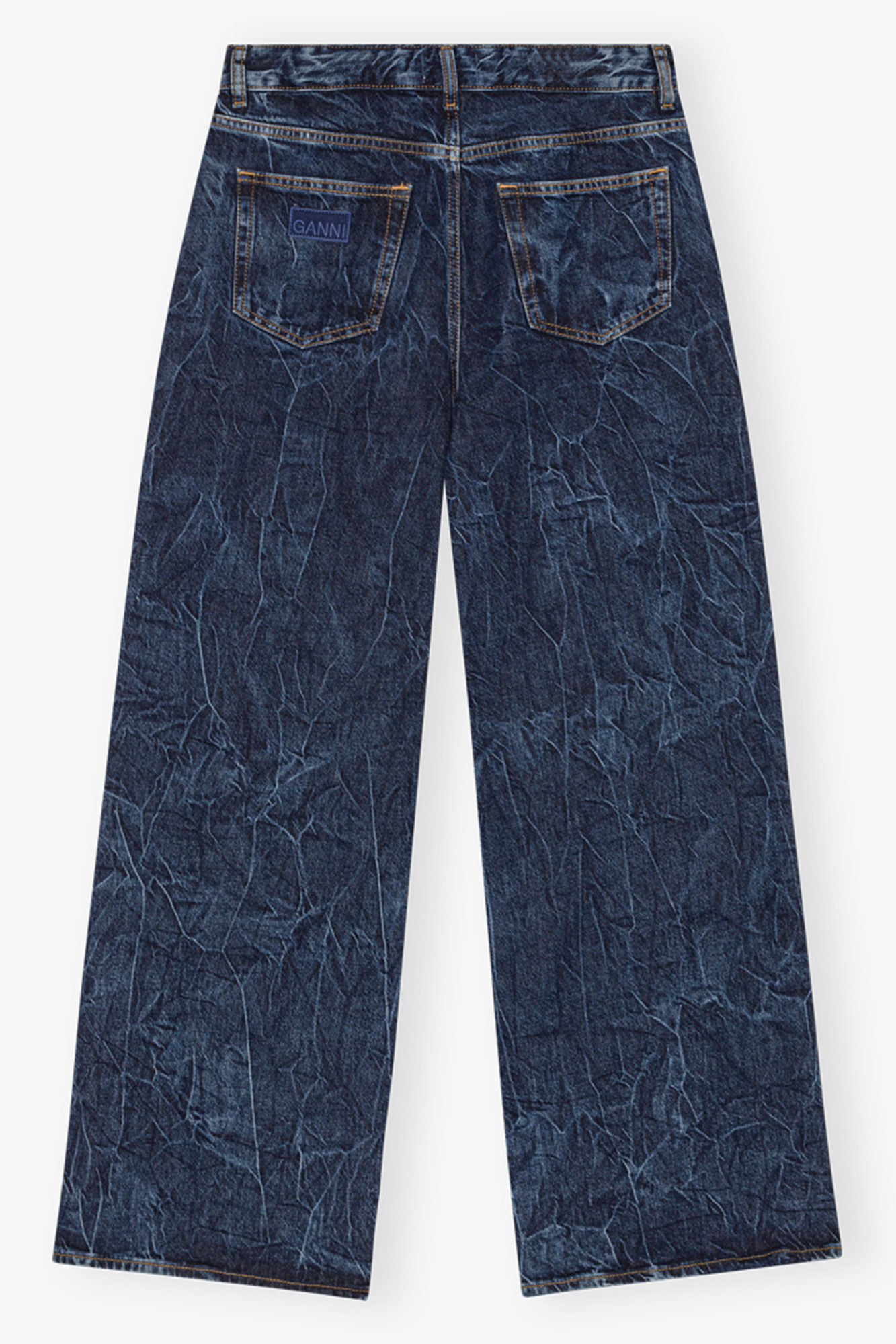 Mørkeblå Marri-jeans, Organic Cotton, in colour Mid Blue Stone - 2 - GANNI