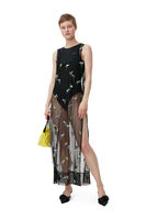 Embellished Mesh Slip Dress, in colour Black - 1 - GANNI