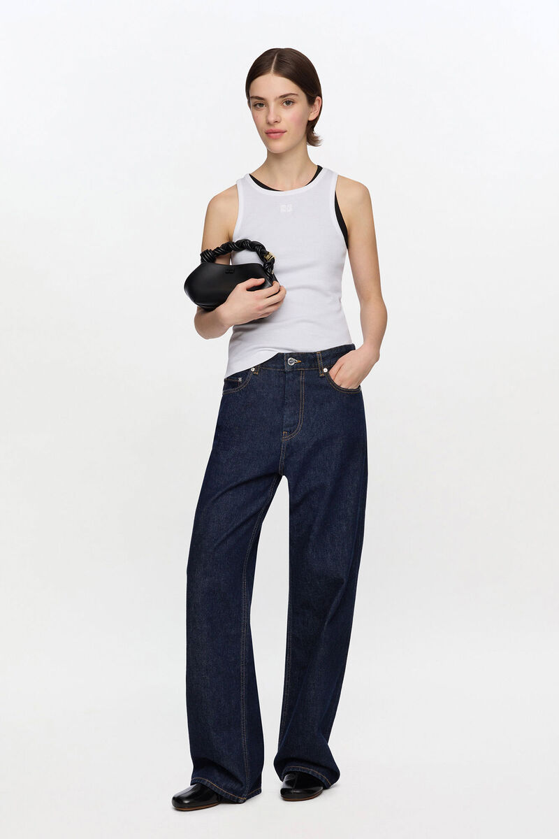 Izey Jeans in Dark Rinse Denim, Organic Cotton, in colour Rinse - 1 - GANNI