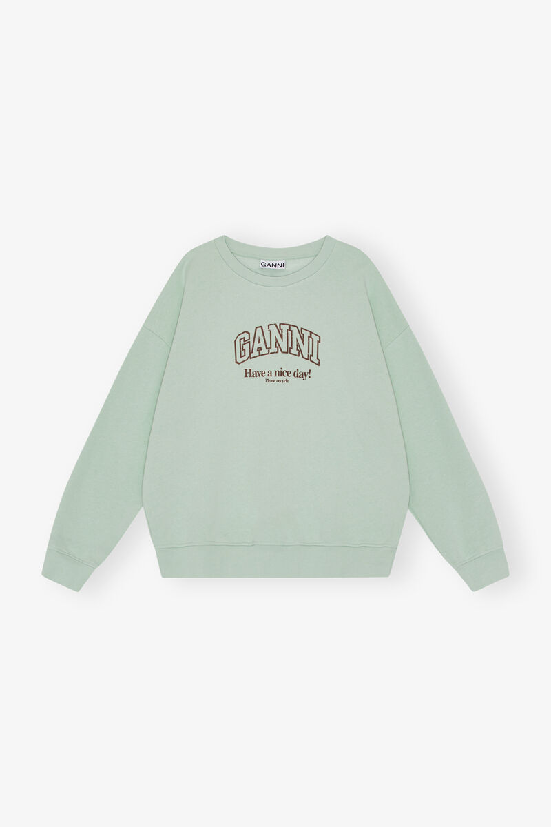 Mint Green Isoli Oversized Sweatshirt, Cotton, in colour Aqua Foam - 1 - GANNI