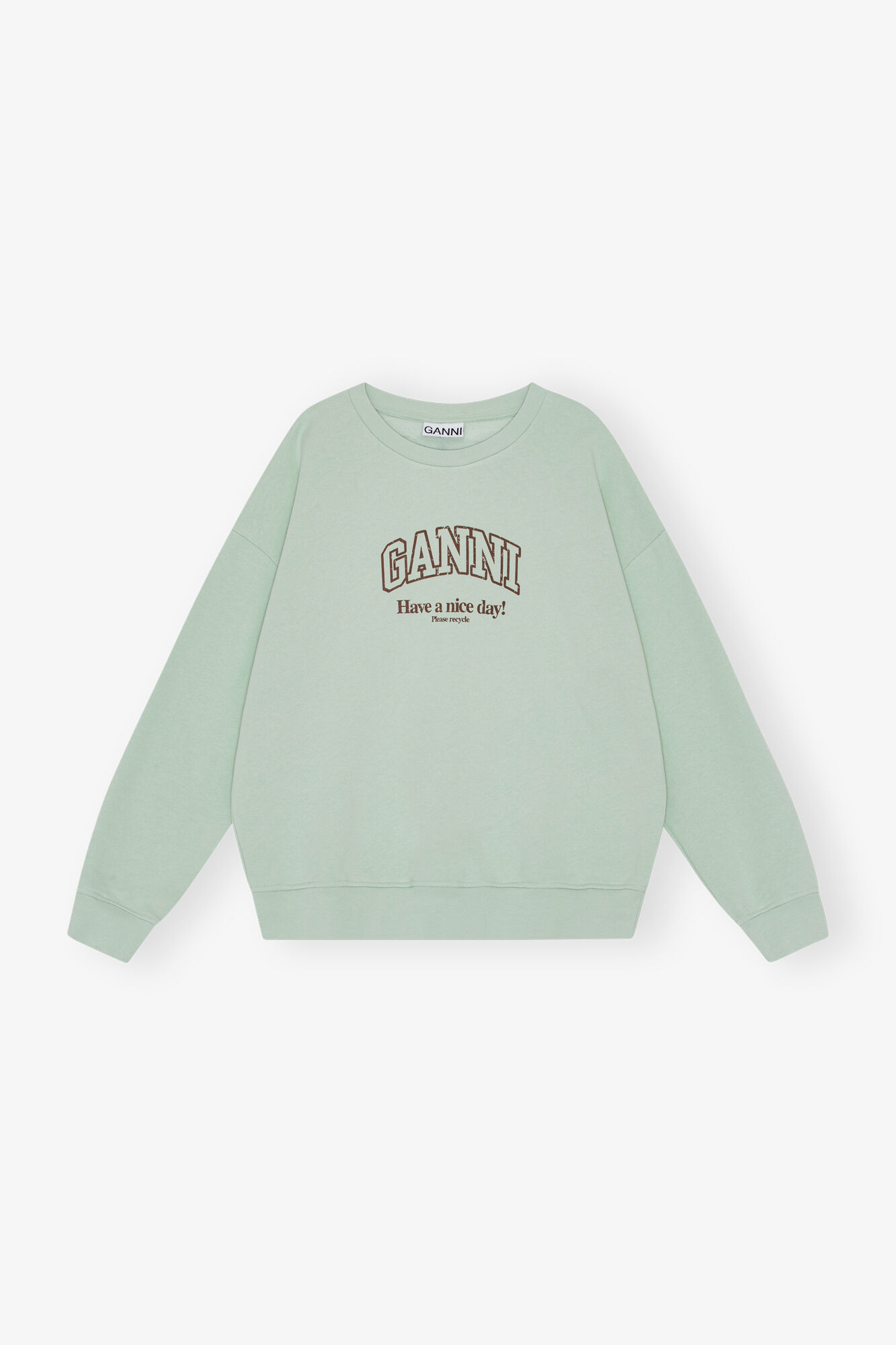 Mint Green Isoli Oversized Sweatshirt, Cotton, in colour Aqua Foam - 1 - GANNI