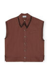 100% Hemp shirt with beaded fringes, Hemp, in colour Root Beer - 1 - GANNI