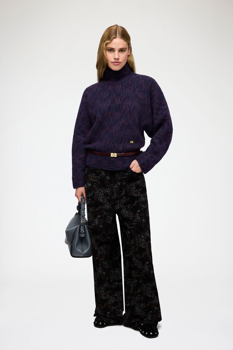 Turtleneck in Brushed Mohair, Wool, in colour Bright Violet - 2 - GANNI