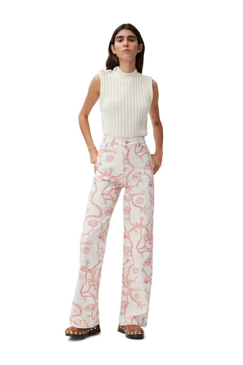Magny Jeans, Cotton, in colour Egret - 1 - GANNI