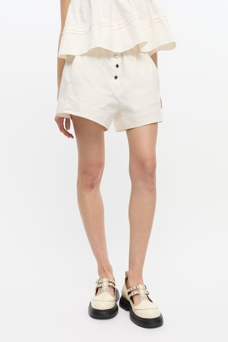 Weiße Baumwollshorts, Elastane, in colour Egret - 2 - GANNI