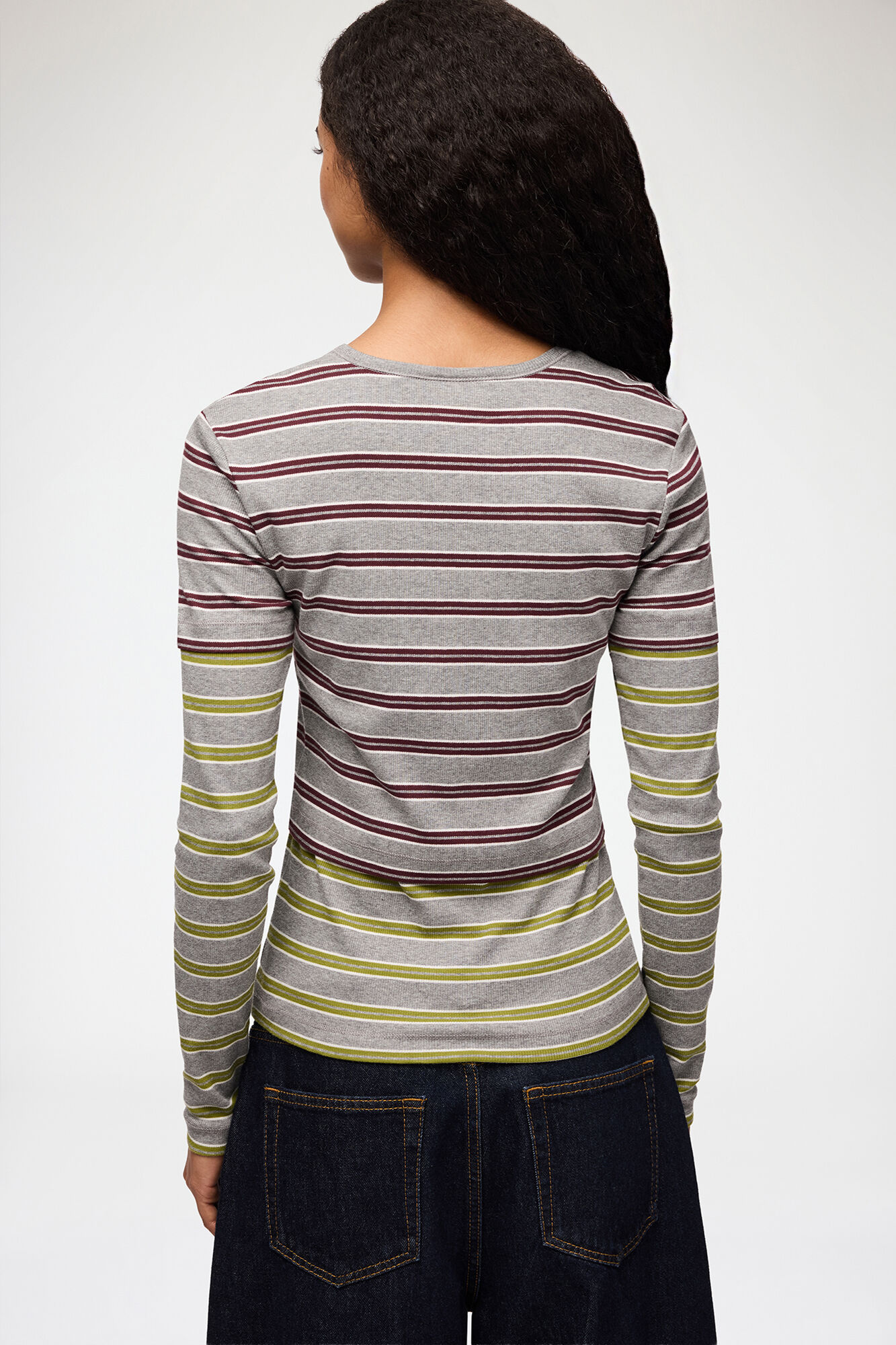 Long-sleeve Top in Double Stripe, Organic Cotton, in colour Port Royale - 3 - GANNI