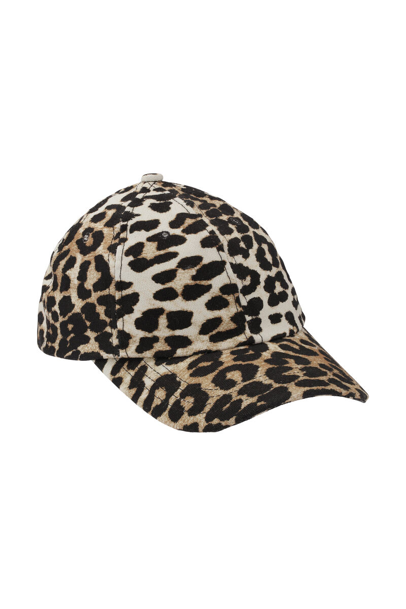 Canvas Cap, Cotton, in colour Leopard - 1 - GANNI