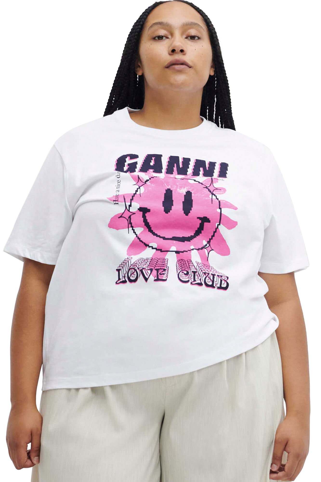 Love Club Tee, Cotton, in colour Bright White - 3 - GANNI