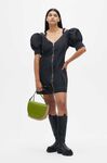Open V-Neck Mini Dress, Polyester, in colour Black - 1 - GANNI