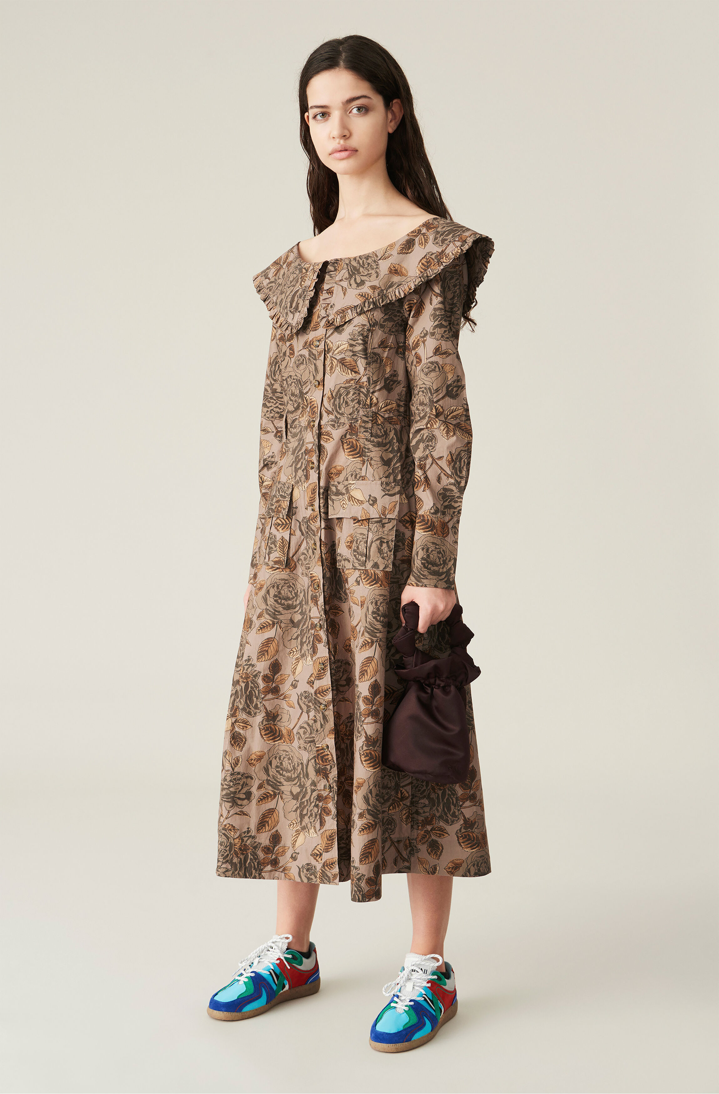 ganni cotton poplin dress
