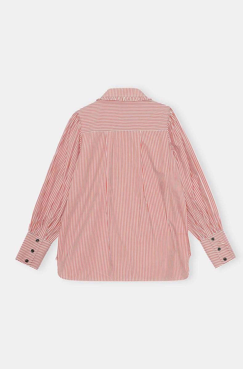 Gestreiftes Oversize-Hemd, Cotton, in colour Thin Stripe Orangedotcom - 2 - GANNI