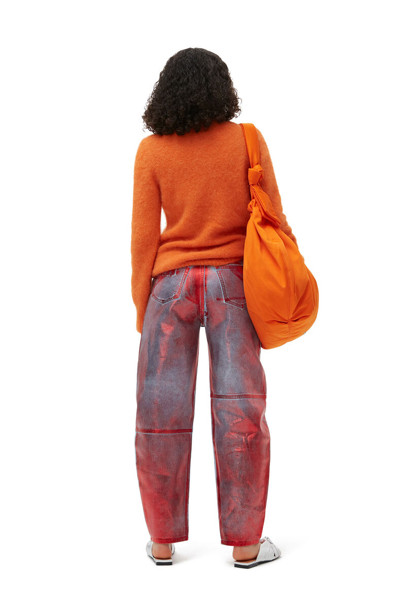 Red Foil Stary Jeans , Cotton, in colour Red Alert - 5 - GANNI