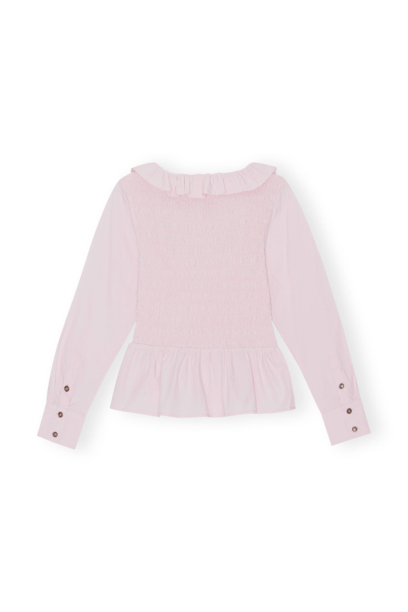 Cotton Poplin Open-neck Smock Blouse, Cotton, in colour Light Lilac - 2 - GANNI
