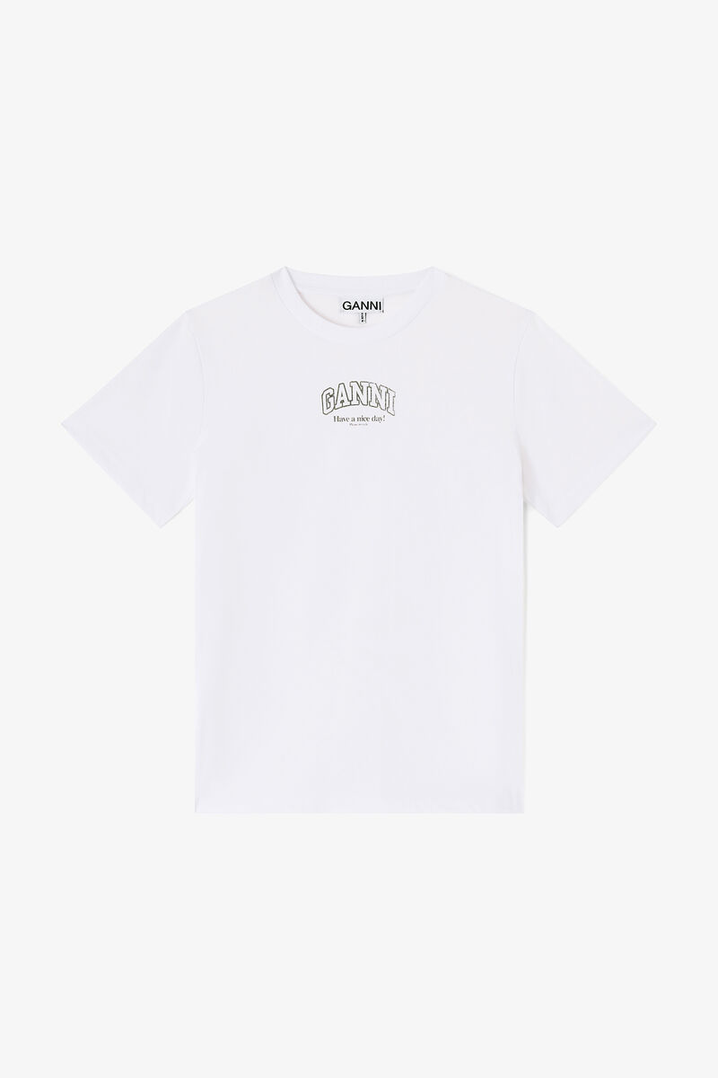 Essential T-shirt, Organic Cotton, in colour Bright White - 1 - GANNI