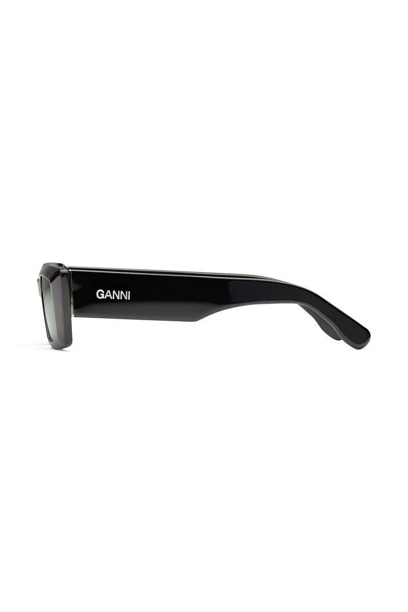 Black Rectangular Sunglasses, in colour Black - 2 - GANNI