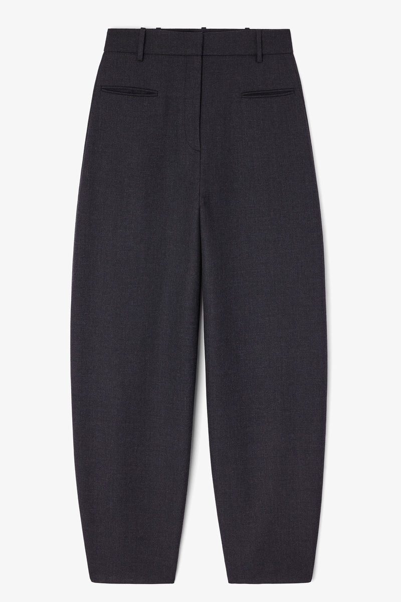 Grey Wool Suiting Trousers, in colour Phantom - 1 - GANNI