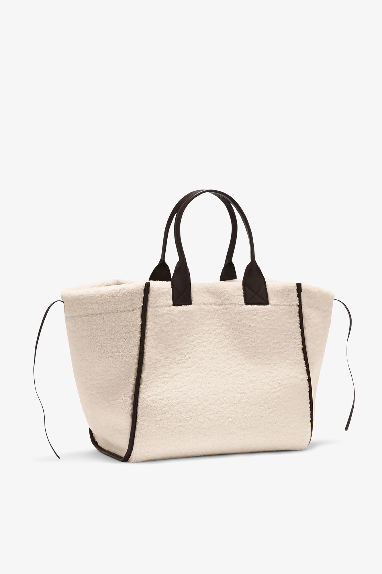 Shearling XXL Tote, Polyester, in colour Egret - 2 - GANNI