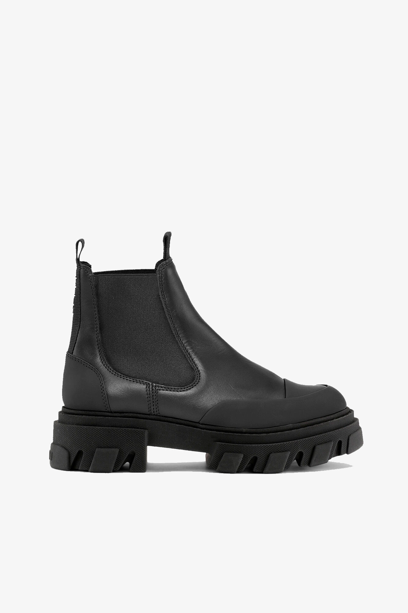 Black Cleated Low Chelsea Boots, Calf Leather, in colour Black - 1 - GANNI