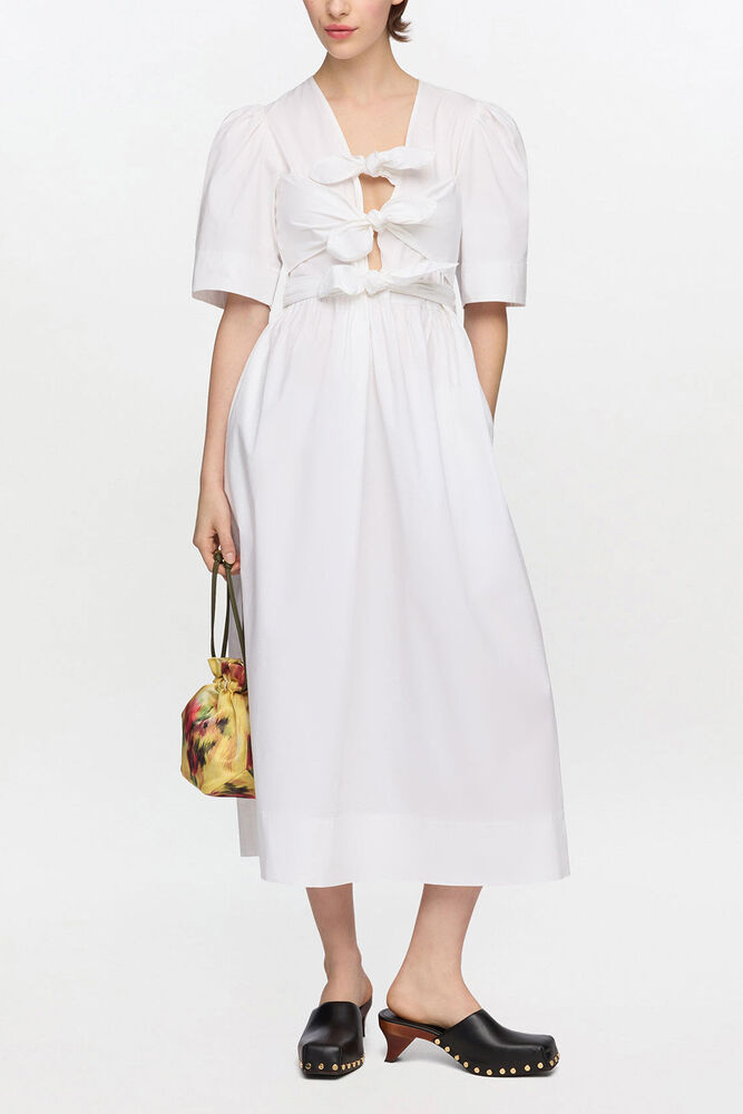 White Stretch Cotton Dress, Bright White