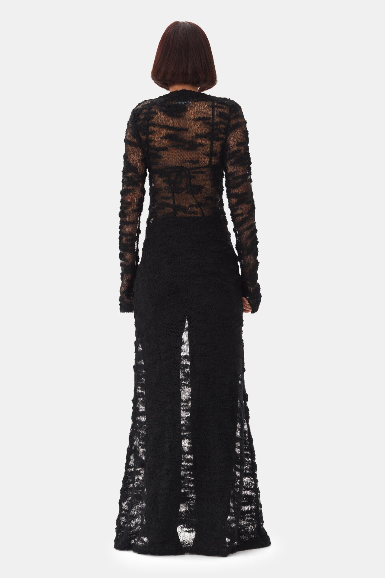 Black Boucle Maxi Dress, Alpaca, in colour Black - 4 - GANNI