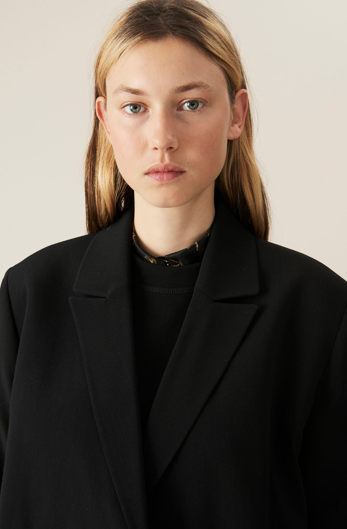 Black Melange Suiting Blazer Ganni No