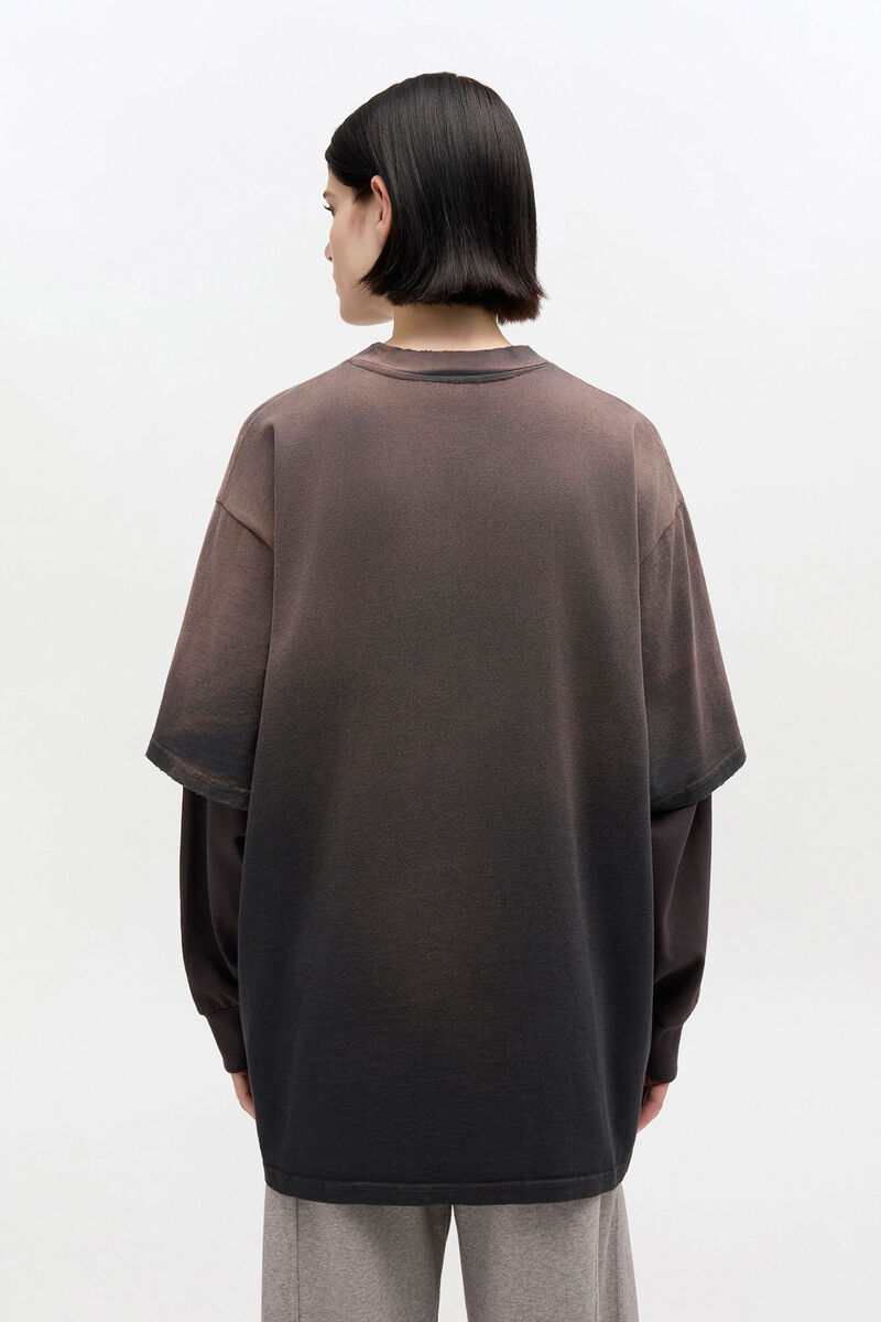 T-shirt &agrave; manches longues en jersey d&eacute;lav&eacute;, Organic Cotton, in colour Phantom - 3 - GANNI