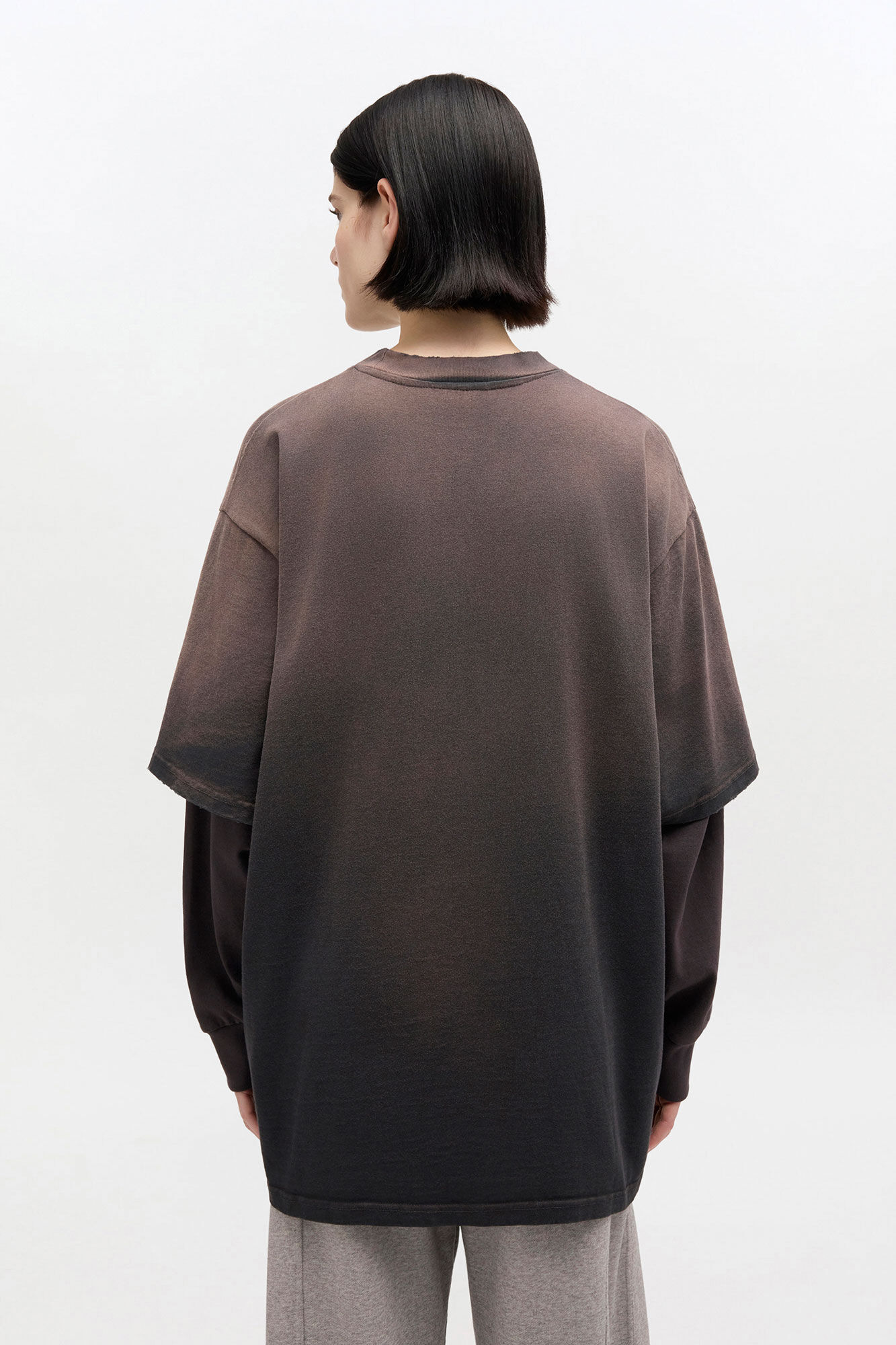 T-shirt &agrave; manches longues en jersey d&eacute;lav&eacute;, Organic Cotton, in colour Phantom - 3 - GANNI