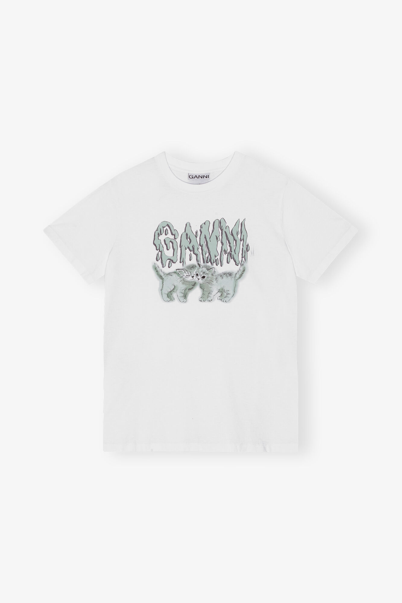 Basic Jersey Love Cats Relaxed T-shirt, Cotton, in colour Bright White - 1 - GANNI