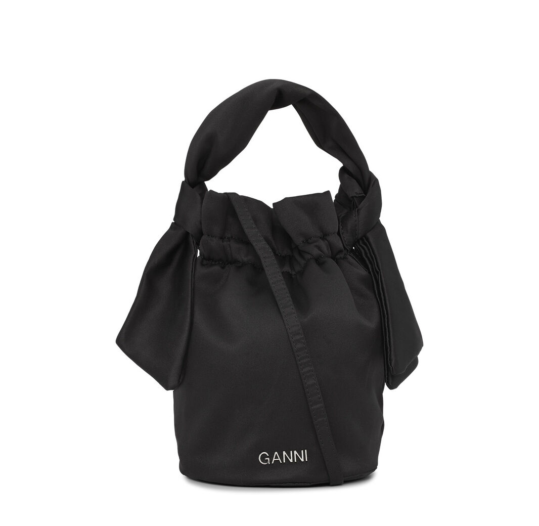 Tasche mit geknotetem Griff für besondere Anlässe, Polyester, in colour Black - 1 - GANNI