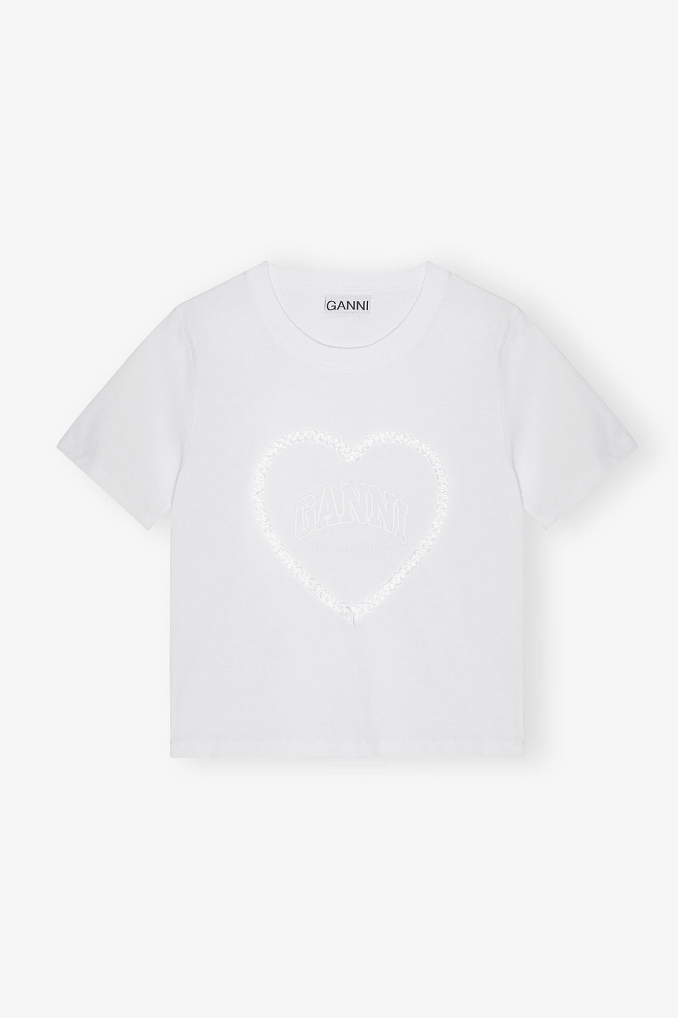 Bright White ホワイト クロップド ハートTシャツ | GANNI (Global)