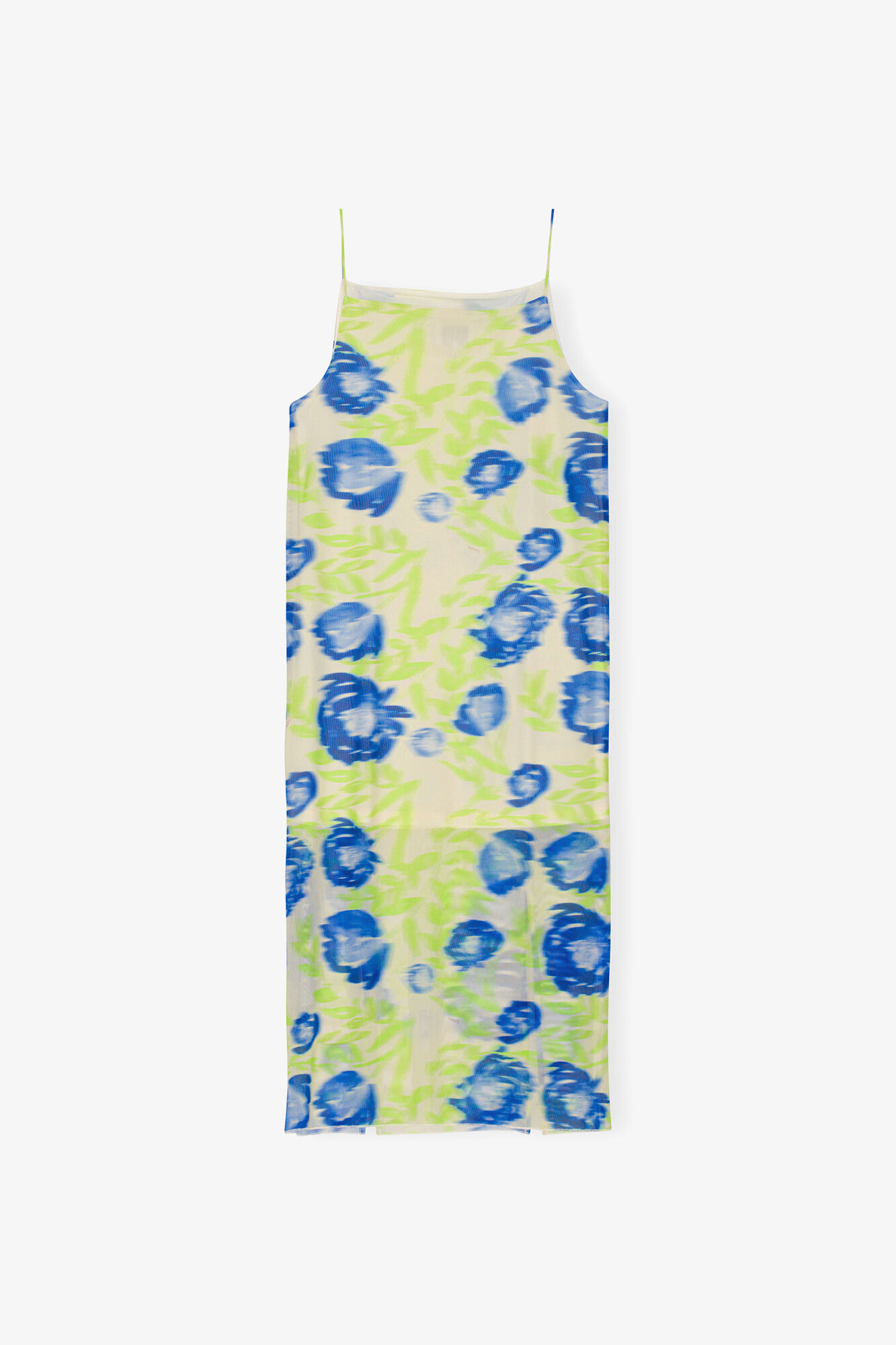 Printed Mesh Slip Dress, Recycled Nylon, in colour Strong Blue - 4 - GANNI
