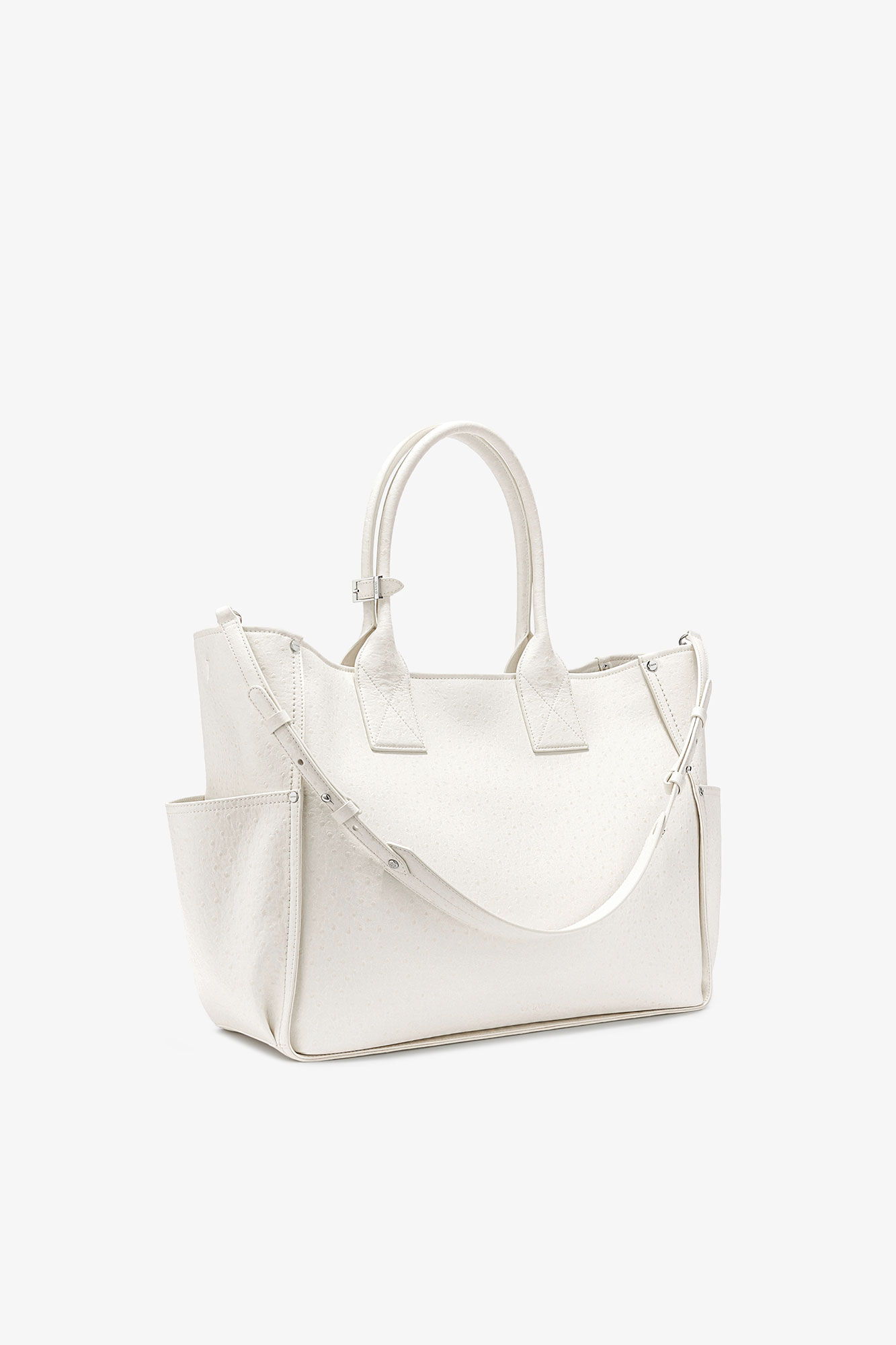 Posy Bag in White Ostrich, Recycled Polyester, in colour Egret - 2 - GANNI