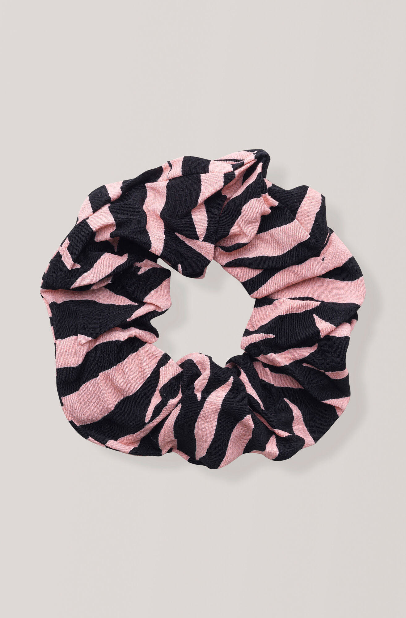 Printed Crepe Scrunchie, Black Printed Crepe Scrunchie, Black, hi-res