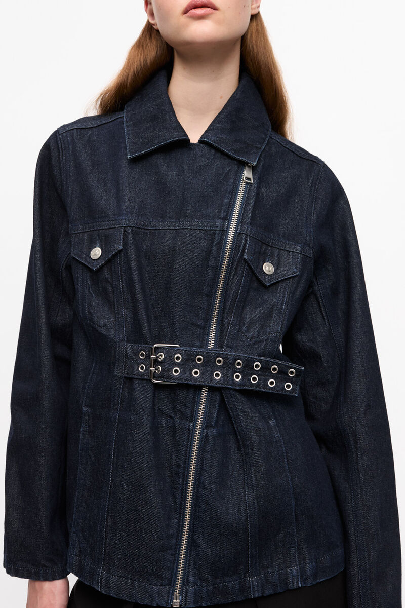 Jakke i bl&aring; denim, Organic Cotton, in colour Rinse - 1 - GANNI