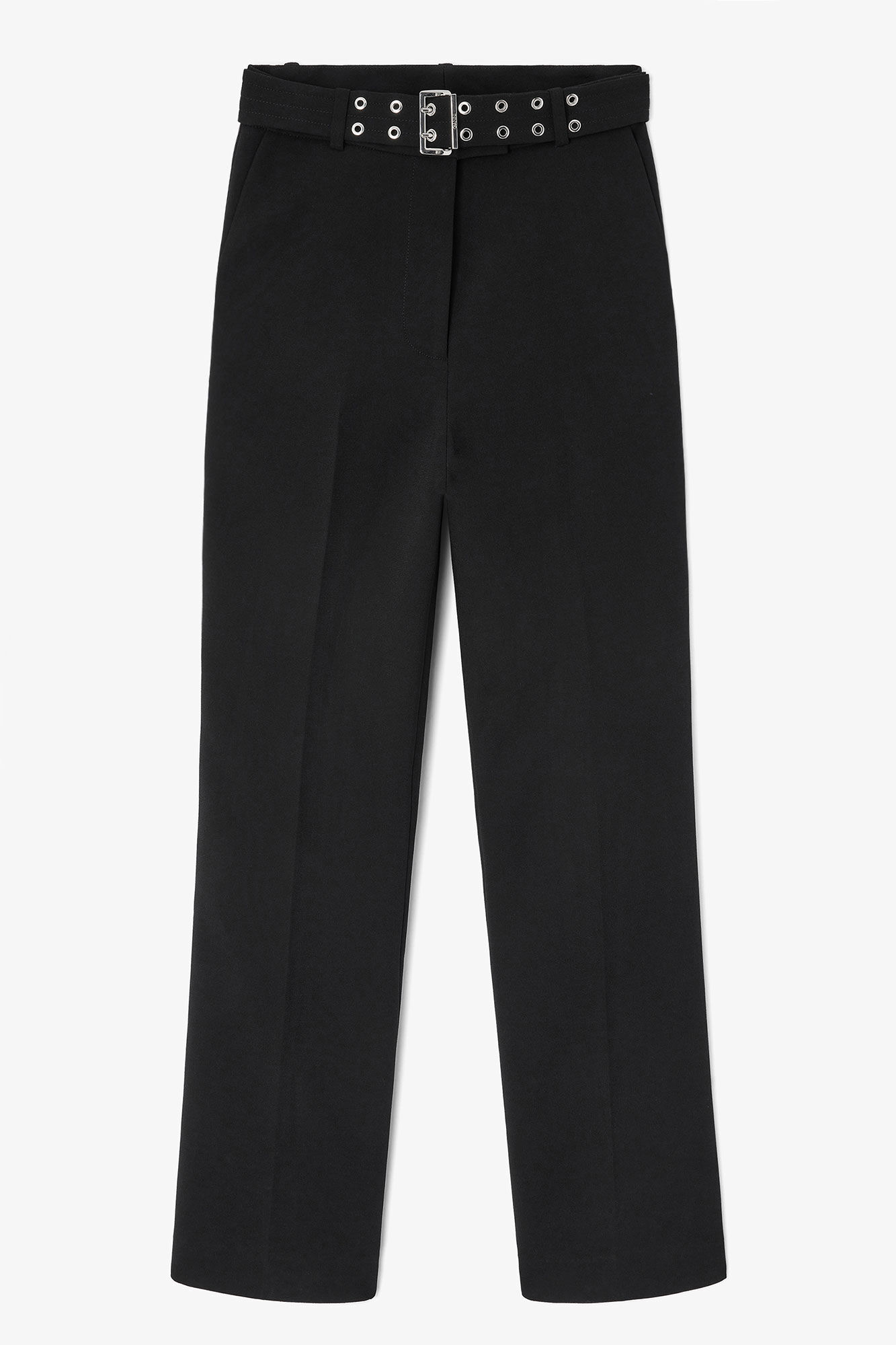 Black Belted Trousers, Recycled Polyester, in colour Black - 1 - GANNI