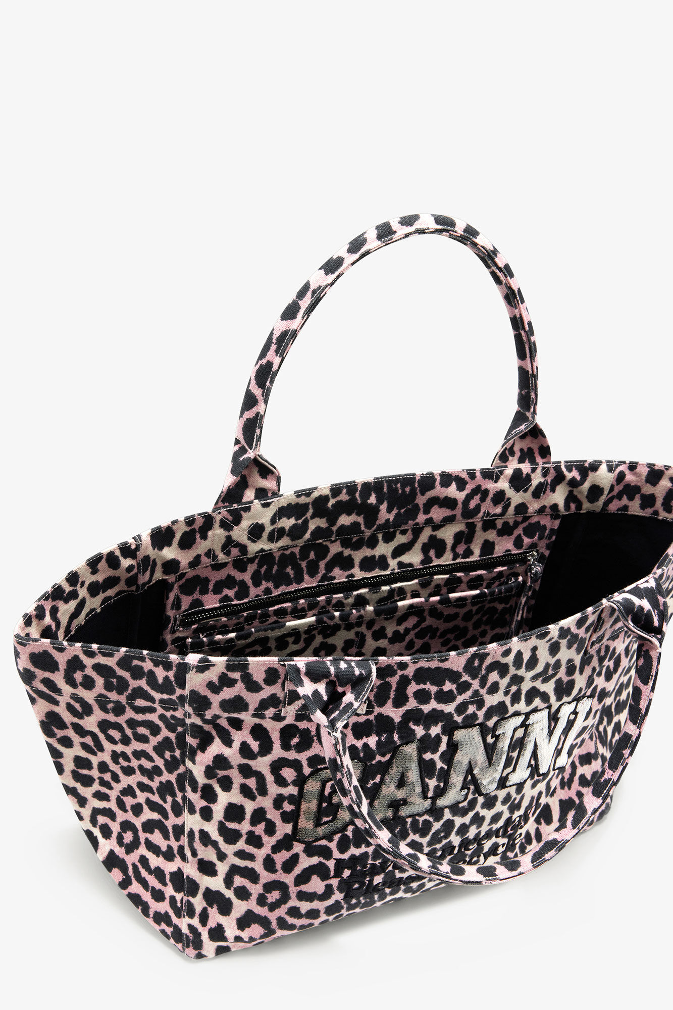 Leopard Medium Tote, in colour Bleached Mauve - 3 - GANNI