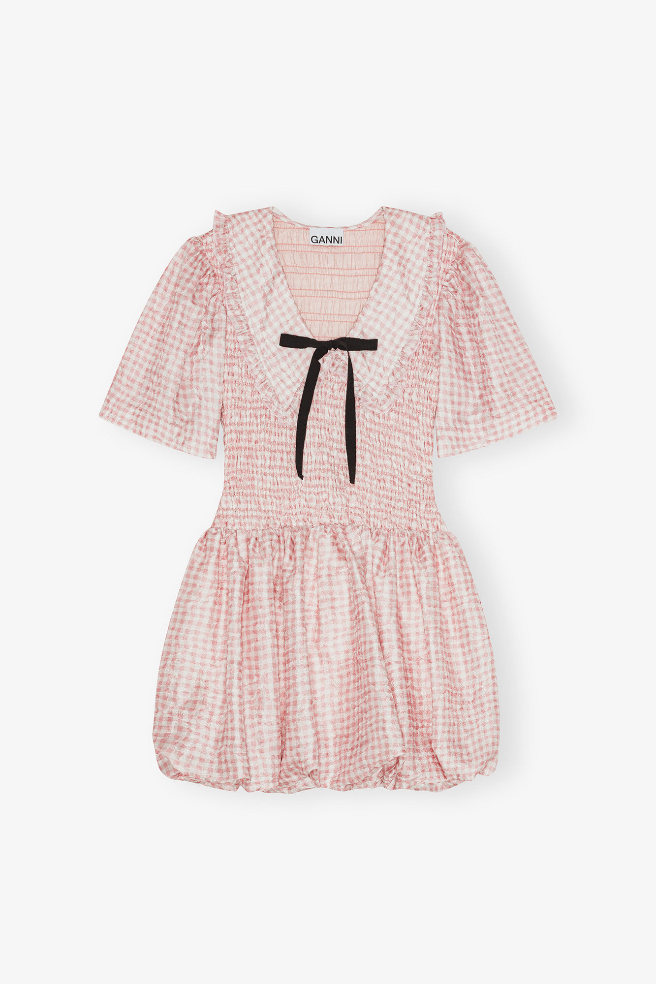 Pink Check Dress, Recycled Polyester, in colour Bleached Mauve - 1 - GANNI