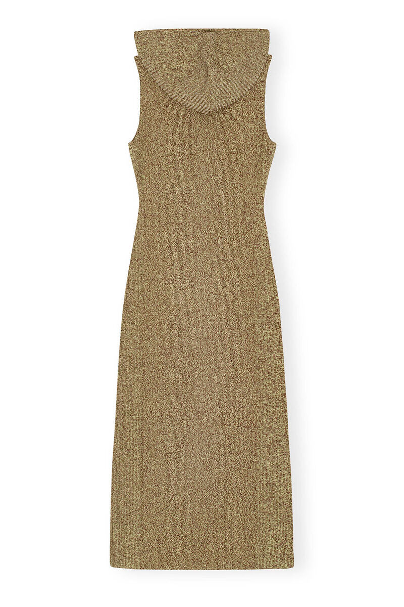 GANNI x Paloma Elsesser Melange Rib Sleeveless Kleid, Elastane, in colour Brandy Brown - 2 - GANNI