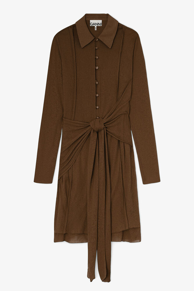 Short Dress in Marl Mesh, Demitasse