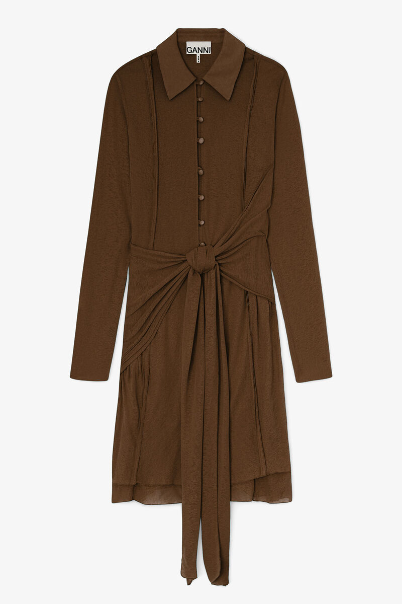 Short Dress in Marl Mesh, Recycled Polyester, in colour Demitasse - 1 - GANNI