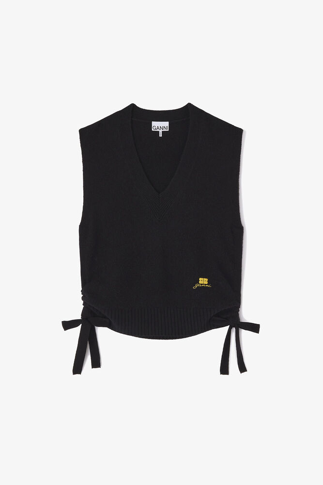 Wool Mix Vest, Black